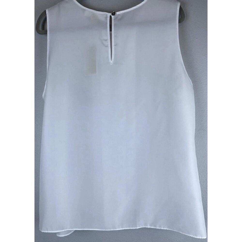 NWT Michael Michael Kors Sz XL Sheer Pleated White SS Logo Office Career Blouse - Picture 7 of 7